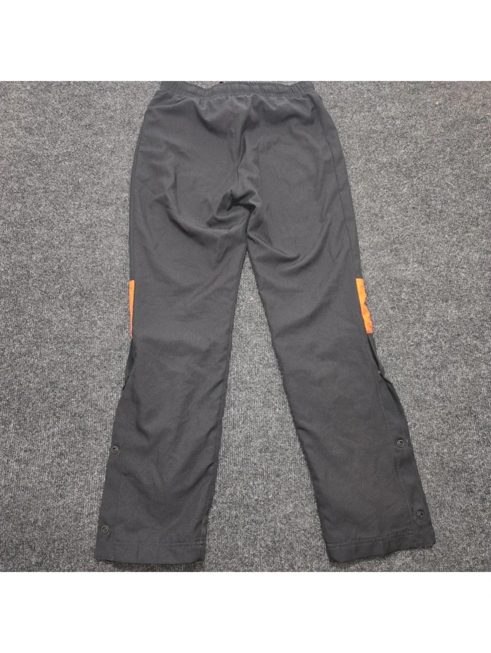 VTG Nike Tear Away Track Pants Grey Orange Swoosh Snap Button Baggy Y2K S